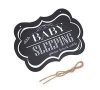 Warmhm Baby Sleeping Sign 22x16cm Wooden Sign for Front Door with Sturdy Hand-Crafted Finish Decorative Wood Plaque Vintage Black Wall Decor for Home Decoration