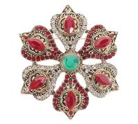 Warmhm Baroque Palace Style Rhinestone Brooch Pin with Six Treasure Lotus Hollow Design Brooch for Women Holiday Casual Dress Accessories