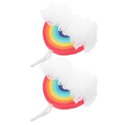 Warmhm Bath Mesh Scrubber Pouf Shower Balls Easy to Hold and Help Skin Breathe Made of Soft PE Material 2pcs Rainbow for Bathroom Use by Men