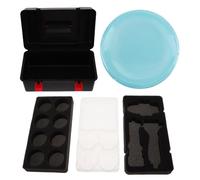 Warmhm Battling Top Storage Case with Plastic Gyro Carrying Box, Small Gyro Organizer Carrying Case with Sponge Liner and Blue Battle Plate, Storage Box for Spinning Top Accessories and