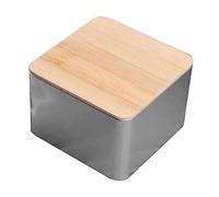 Warmhm Biscuit Tins Storage Airtight Grey Biscuit Cake Storage Case Bamboo Lid Container