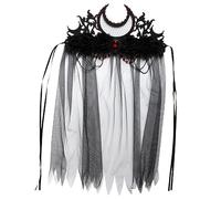 Warmhm Black Mesh Crown Headpiece for Halloween Devil Witch Veil Hair Accessory Comfortable Durable Party Costume Crown Headwear for Women Cosplay