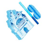 Warmhm Blue Castle Pinata with Stick and Confetti for Birthday Party Candy Game Hanging Decor for Celebration Fun