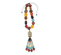 Warmhm Bodhi Bead Bracelet Retro Style Azure Stone Chain Car Pendant for Decorative Interior Folk-custom Design for Auto Accessories
