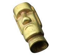 Warmhm Brass Easter Island Statue Keychain Pendant with Paracord, Metal DIY Jewelry Spacer Beads for Bracelet Making, Vintage Brass Charm for Craft Accessories and Home Décor