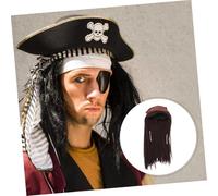 Warmhm Brown Pirate Wig Set with Headscarf for Halloween Cosplay Realistic Brown Hairpiece for Comfortable Wear and Authentic Pirate Costume Accessory for Party and Role Play