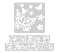 Warmhm Butterfly Stencils 12 Pcs Reusable PET Painting Templates for Wall Decor and Notebook Graffiti for Beginners and