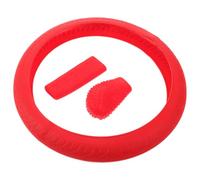 Warmhm Car Steering Wheel Cover, Auto Steering Wheel Cover Protector, Silicone 3 Set, Anti-Slip Elastic Structure, Red, For City Traffic and Summer