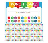 Warmhm Cartoon Punch Cards Reward Cards with Punch Encouraging Cards for Classroom Behaviour Cards for Children School Incentive Cards for Learning Housework and Teacher Use
