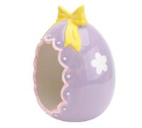 Warmhm Ceramic Easter Eggshell Nest Home Decoration Purple Hamster Mini Pet Nest Desktop Ornament 14x13x18cm