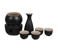 Warmhm Ceramic Sake Set with Warmer Candle Stove Porcelain Hot Sake Serving Pot and Cups Traditional Japanese Liquor Warm Kit at Home and Parties