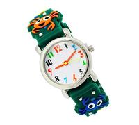 Warmhm Children's Cartoon Crab Pattern Watch, Boys Quartz Wristwatch with Numbers, Lightweight Green Design, Sturdy Everyday Timepiece for Boys and Girls