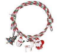 Warmhm Christmas Couple Bracelets with Heart Magnet Pendant Woven Matching String Bracelets for Men and Women Durable Festival Gift Accessories with Classic Holiday Elements