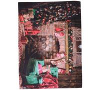 Warmhm Christmas Fireplace Hanging Cloth Tapestry Polyester Wall Mural Background for Bedroom Holiday Decor Photo Prop with Xmas Elements