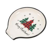 Warmhm Christmas Themed Ceramic Spoon Rest for Stove Kitchen Utensil Holder Decorative Cooking Spoon Tray Festive Tableware Easy to Clean