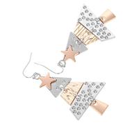 Warmhm Christmas Tree Dangle Earrings for Women Elegant Two Tone Holiday Jewelry Christmas Present Stylish Long Design for Festive Events Must Have Thanksgiving