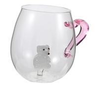 Warmhm Clear Glass Bear Mug with Heart Shaped Handle Polar Bear Figurine Inside Festive Xmas Tea Coffee Cup for Holiday Parties Home Office Gift and Decor