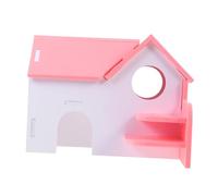 Warmhm Colorful Little House Wooden Hamster Hideout Multi-story Habitat Balcony Guinea Pig Hideaway Toy for Small Pets