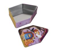 Warmhm Cookie Tin Box Iron Candy Jar with Lid Halloween House Shaped Reusable Treat Container for Seasonal Displays and Fall Decorative Storage