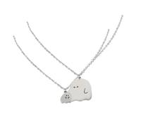 Warmhm Creative Ghost Pendant Necklace for Couples Lightweight Charm Jewelry Valentines Day Birthday Anniversary Unique Matching Love Necklaces for Him and Her