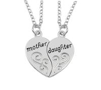 Warmhm Creative Mother Daughter Heart Pendant Necklace Unique Alloy Jewelry for Mother's Day Birthday Chic Charm for Mom Daughter Durable Non Tarnishing Design