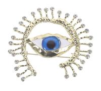 Warmhm Cute Evil Eye Brooch Pin Vintage Angel Eye Decorative Shawl Accessory for Clothes Bags and Jackets Elegant Rhinestone Lapel Pin for Special Events and Parties Blue