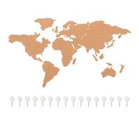 Warmhm Decorative Cork Board World Map with Adhesive Backing Wooden Wall World Map Pin Board for Office and Home Wall Decor for Travel and Educational Use Random Color