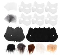 Warmhm DIY Cat Face Mask Kit with Faux Fur and Eye Mesh for Painting and Decorating Blank Cat Costume Masks for Cosplay Halloween Masquerade Party Craft Suitable for All Ages Creativity
