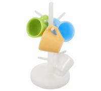 Warmhm Dollhouse Miniature Water Cup Organizer Set 4 Colored Plastic Mugs and Micro Landscape Stemware Rack, Mini Mug Holder for Dollhouse Dining Table Decor and Photography Props