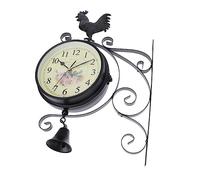 Warmhm Double-Sided Iron Wall Clock Simple Delicate Design Silent Decorative Hanging Clock for Living Room Bedroom Office