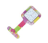 Warmhm Fashion Printed Medical Nurse Watch Portable Silicone Hanging Square Pocket Watch for Women Random Design and Easy to Read Timepiece for Healthcare Professionals