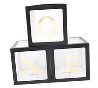 Warmhm First Birthday Balloon Boxes with One Letter Transparent Party Decoration Boxes for Boys and Easy Assembly Birthday Decorations for Babys Celebration Indoor Outdoor Use