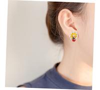 Warmhm Floral Earrings for Women Ladybug Daisy Flower Stud Earrings Charm Dangling Studs