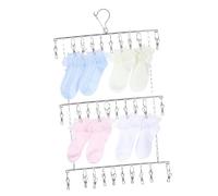 Warmhm Foldable Laundry Drying Rack with Slip Clips Portable Stainless Steel Hanger for Socks Underwear Towels Bras Clothes Space Saving Organizer for Indoor and Outdoor Use