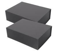 Warmhm Foldable Magnetic Closure Cardboard Boxes 2pcs Small Black Lid Present Packaging Boxes for Jewelry Display and Bridesmaid Proposal Packaging