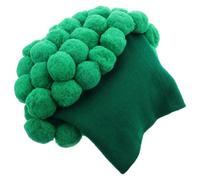 Warmhm Funny Broccoli Knit Hat with Large Pom Pom, Warm Crochet Party Costume Headgear for Adults, Cute Cosplay Accessory for Halloween and Holiday Dress-up