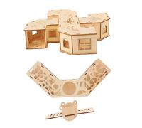 Warmhm Funny Hamster Tunnel Plaything Wooden Exploring Toys for Small Animals Includes Labyrinth and Climbing Structures Promotes Activity and Happiness Durable and Scratch Resistant