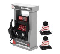 Warmhm Gas Station Model Set, Detachable Plastic Miniature Gas Station with Road Cone, Simulation Traffic Sign Model for Kids Plaything And Decor (4. 92 X 3. 22 X 1. 22 Inch)