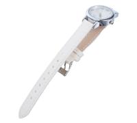 Warmhm Girls Quartz Analog Wrist Watch Cute Cat Pattern, Silver Metal Case and White Pu Strap, Children's Cartoon Training Timepiece for School and Toddlers