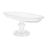 Warmhm Glass Oval Fruit Plate Cake Stand Display Dish Footed Food Serving Plate for Afternoon Tea Appetizers