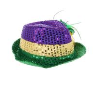 Warmhm Glitter Sequin Hat for Mardi Gras Lightweight and Comfortable Retro Disco Cap with Gold Purple and Green Sequins for Christmas and Year Party Celebrations