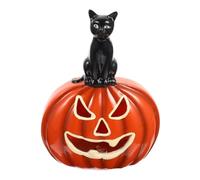 Warmhm Glowing Ceramic Pumpkin Light Unique Halloween Pumpkin Decor for Home Kitchen Charming Table Accent for Halloween Party and Indoor Outdoor Decoration