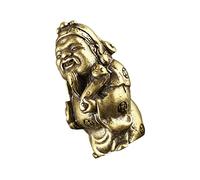 Warmhm God of Wealth Brass Figurine Retro Miniature Desktop Decor Vintage Style Ornament for Home Compact Brass Statue