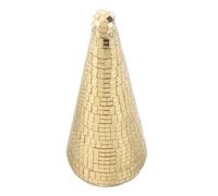 Warmhm Golden Cone Christmas Tree Figurine with Mirrored Mosaic Surface