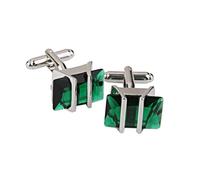 Warmhm Green Rhinestone Cufflinks for Men French Shirt Accessories Stylish Wedding Groom and Groomsmen Father's Day and Birthday Presents