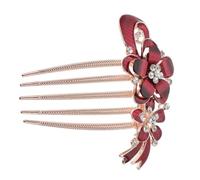 Warmhm Hair Side Comb Bridal Zinc Red Rhinestone with Elegant and Alloy, Beautiful Accessory for Excellent Workmanship Wedding Bride Occasions