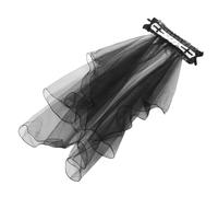 Warmhm Halloween Gothic Lace Mesh Veil Headband Midlength Flower Garland Headdress for Brides Cosplay Wedding Day of Dead Costume Accessory