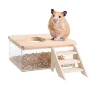Warmhm Hamster Bathroom Bath Container for Chinchilla Hamster Bedding Litter Box Activity Structure Steps Supplies