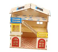 Warmhm Hamster Castle Pet Hamster Toy Wooden Two-story Large Small Pet Hut Climbing Ladder Open Design for Small Animals