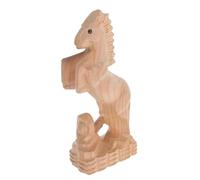 Warmhm Hand Carved Wooden Horse Statue Rearing Stallion Sculpture Crafted From Solid Wood Rustic Farmhouse Decor for Living Office Bedroom Versatile Handmade Animal Figurine
